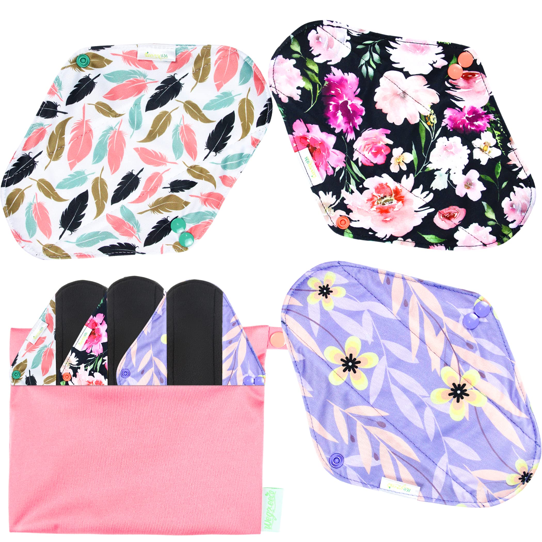 Wegreeco pad flor02 exterior: diseño floral cómodo para uso diario reutilizable