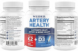 Weider Artery Health ingredientes clave, K2, D3 y jengibre para huesos y vasos.