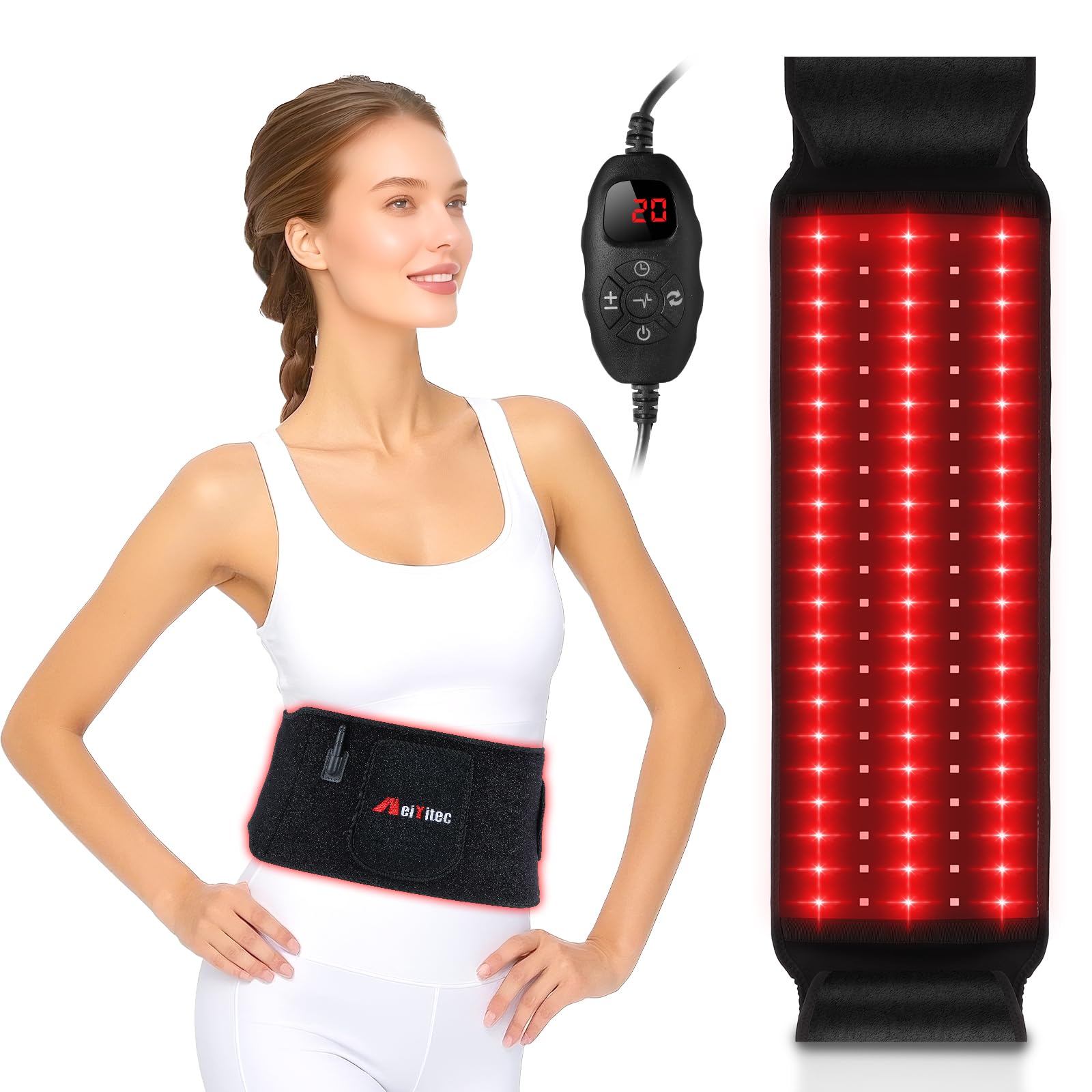 Weiyitec cinturón de luz roja inalámbrico con LEDs de alta irradiancia para recuperación