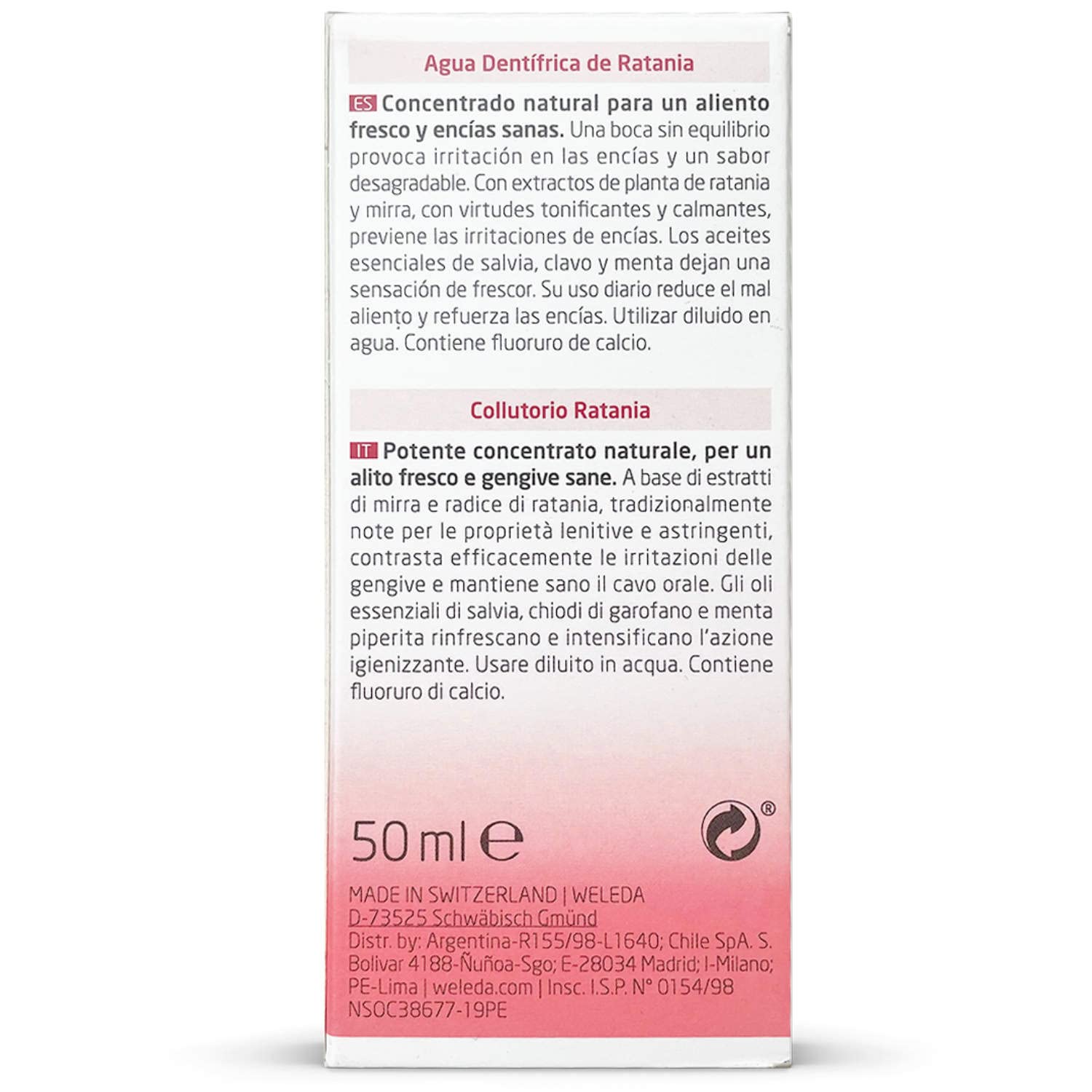 Weleda Enjuague Ratanhia, dilución en agua para enjuague suave.