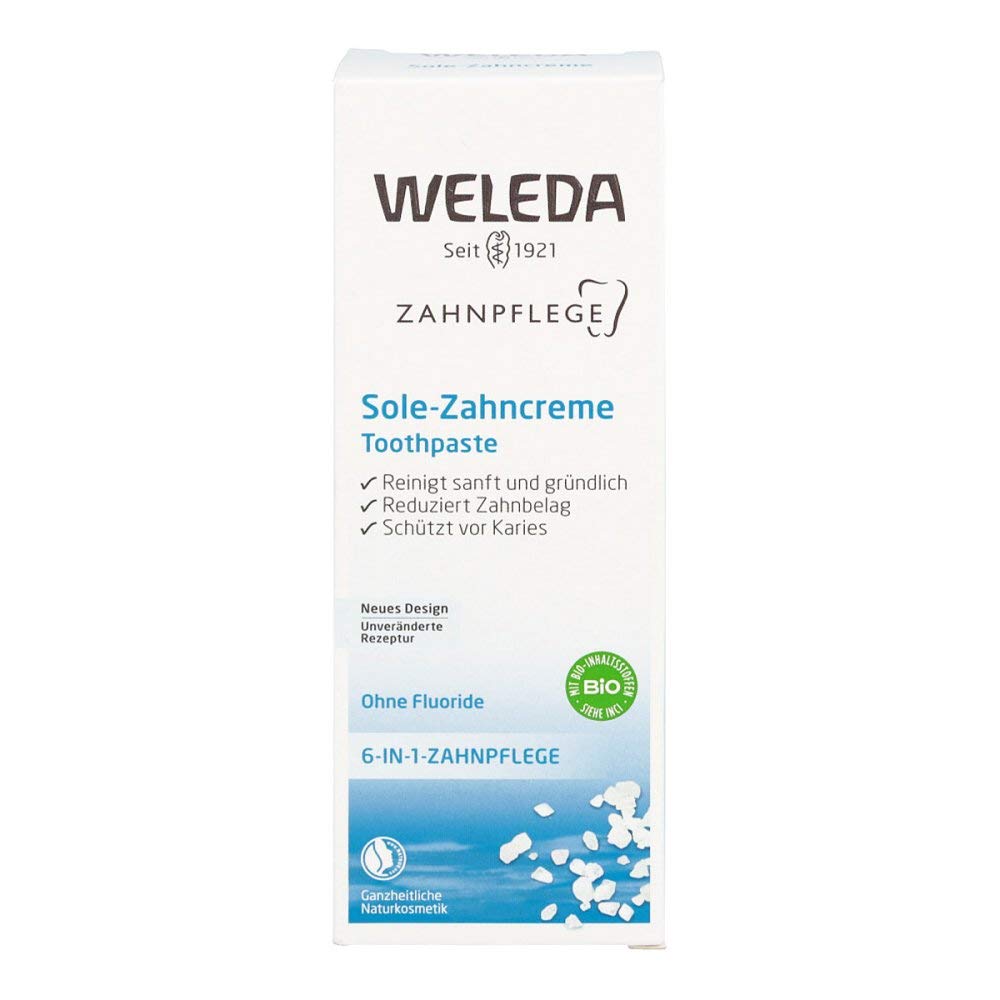 Textura cremosa de Weleda Pasta de Dientes con Sal para limpieza agradable.