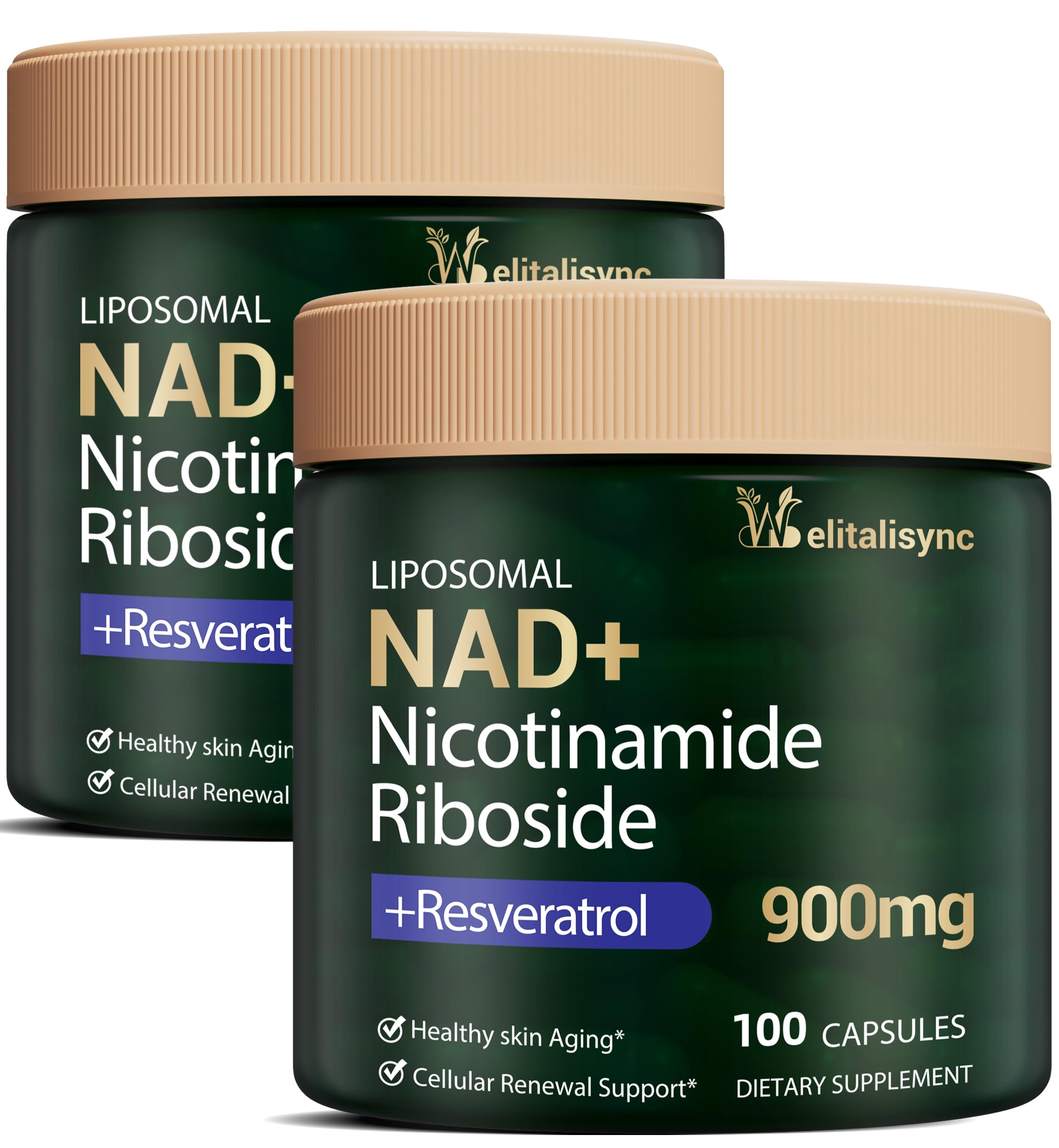 Welitalisync NAD botella frontal, posible impulso de energía diaria y vitalidad