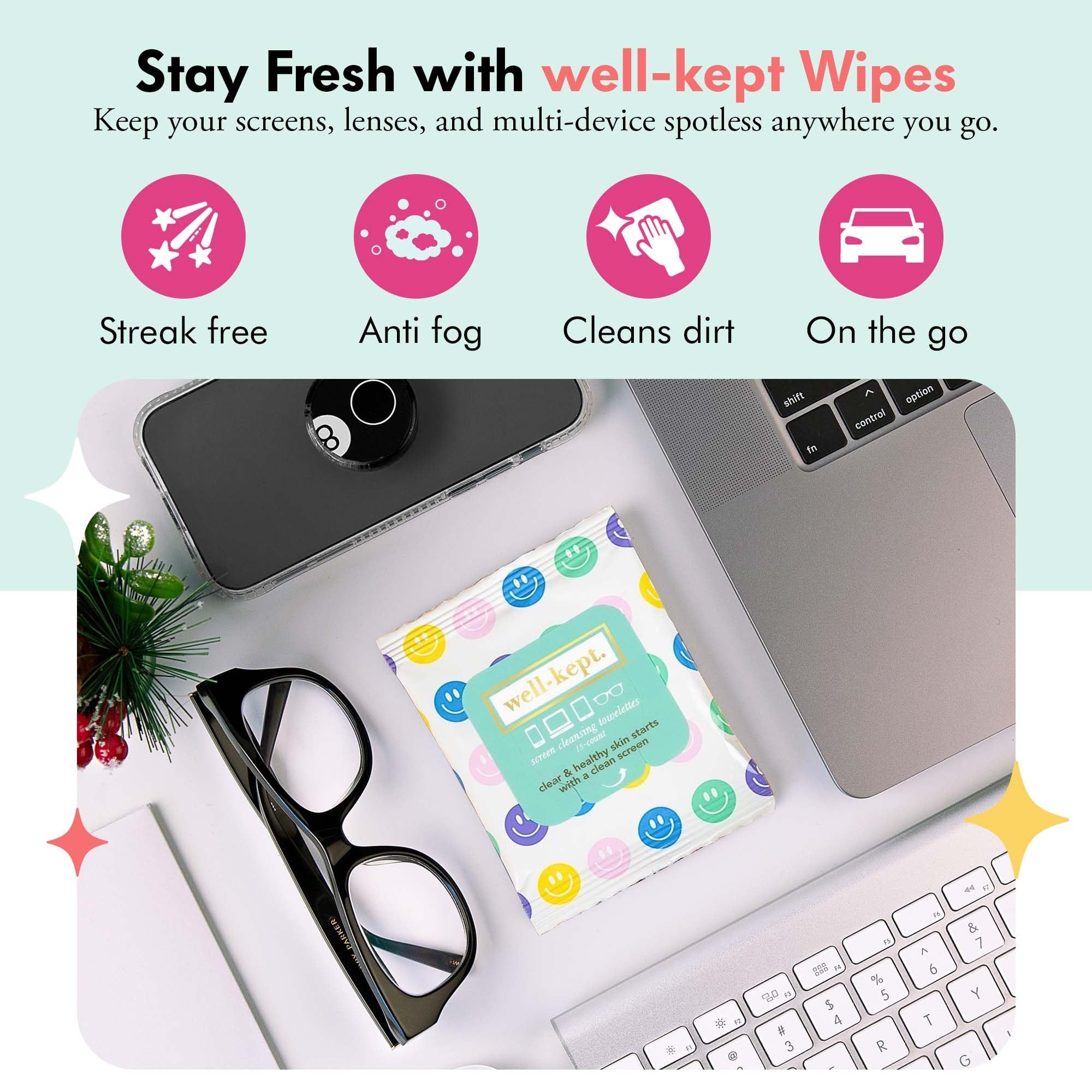 Well-Kept: toallitas para pantallas y smartphones, limpian huellas sin dejar residuos