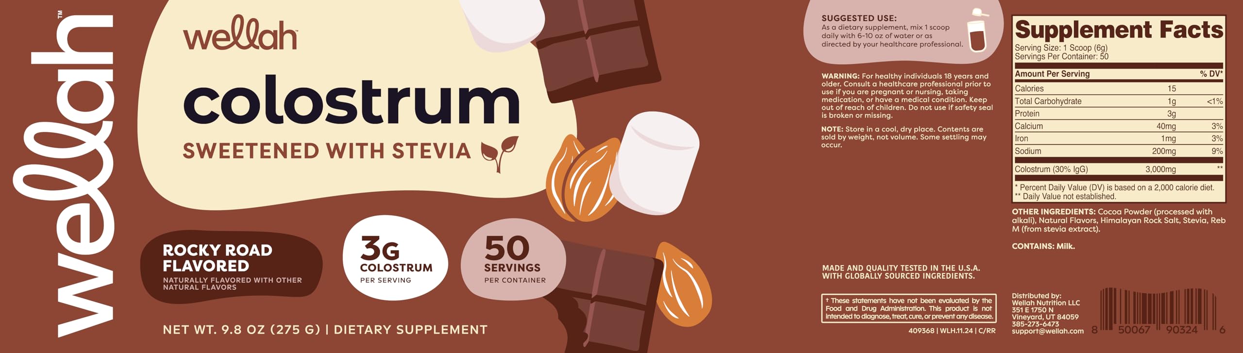 Wellah Colostro Rocky Road, ingredientes y sabor indulgente