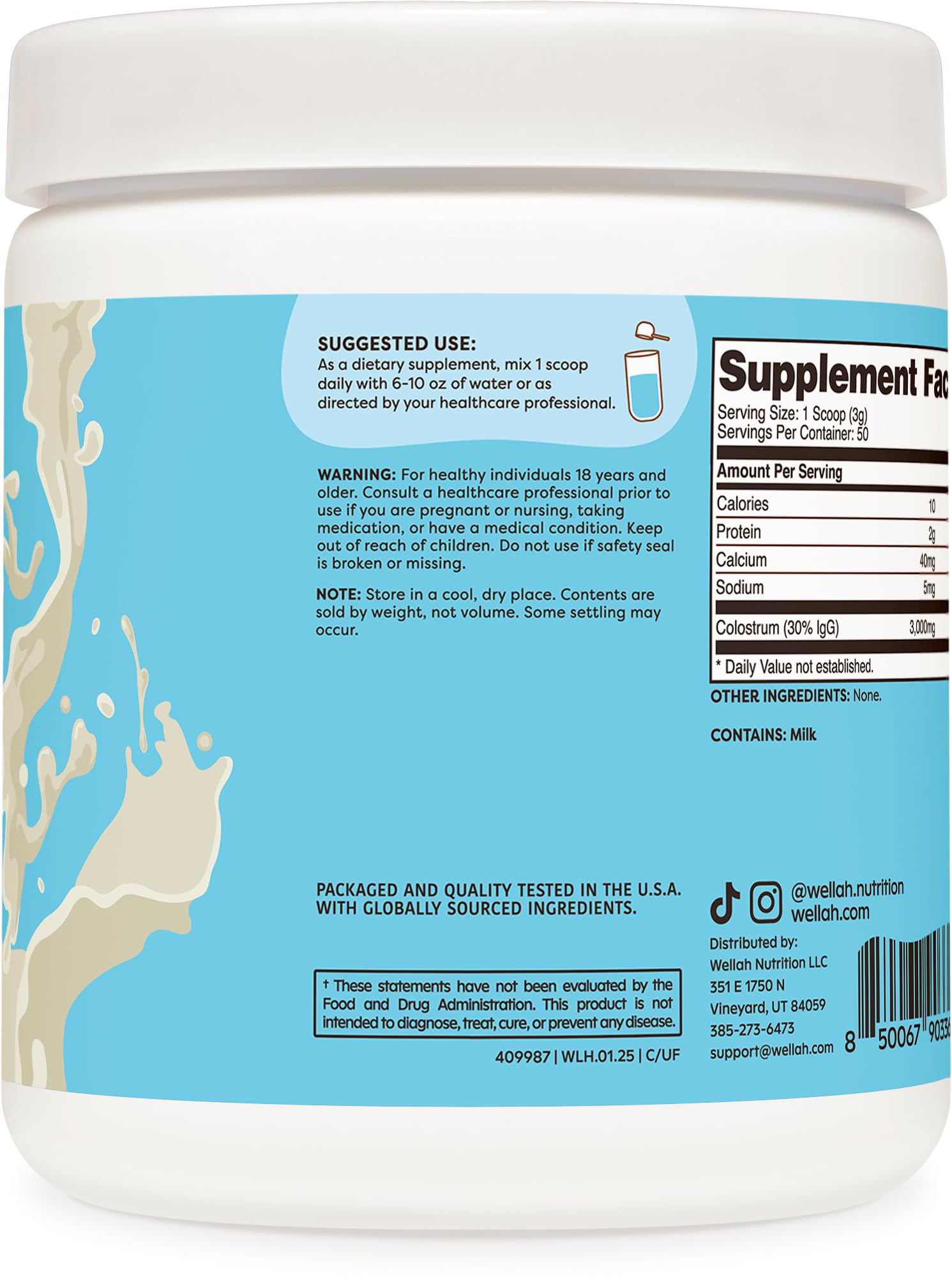 Wellah Colostrum se mezcla con agua de forma rápida.