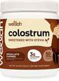 Wellah Colostrum Mocha Latte, bote compacto para uso diario.