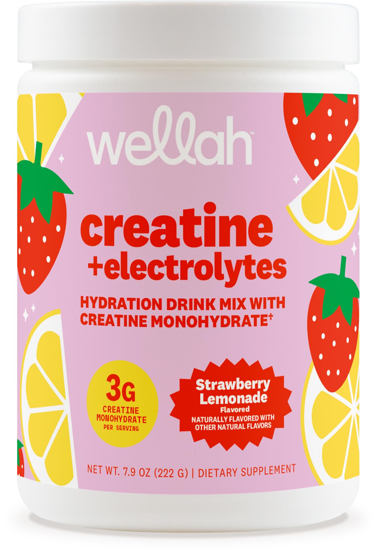 Wellah Creatine + Electrolytes: bote visible para hidratación y rendimiento.