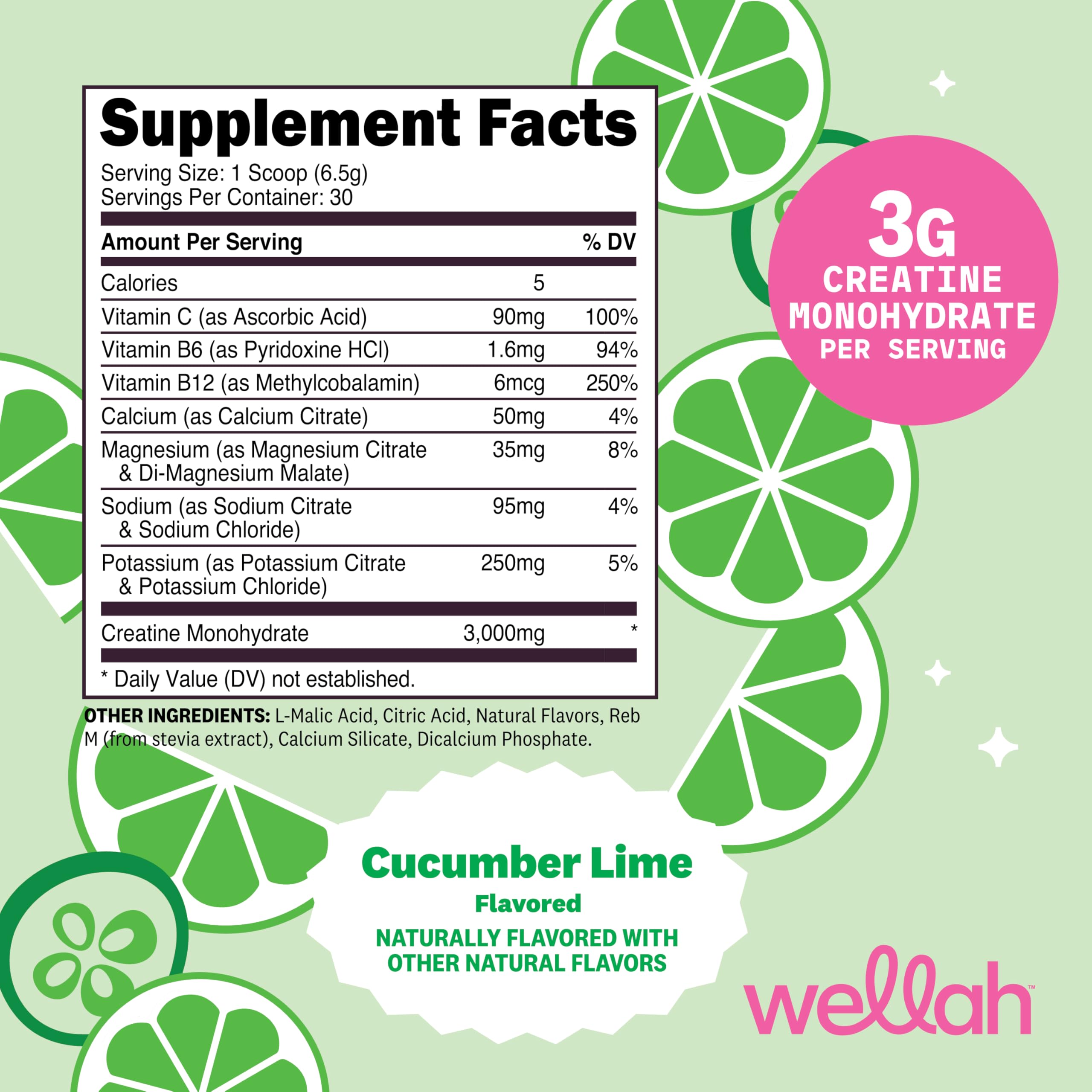 Wellah Creatine + Electrolytes, dosificador práctico para porciones precisas