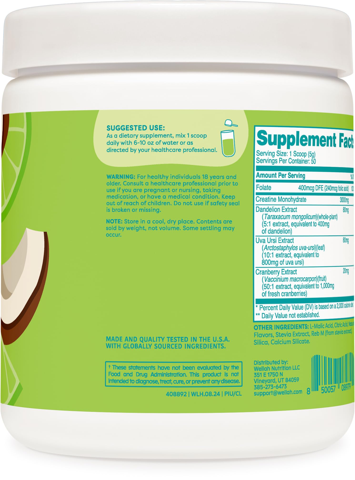 Etiqueta GMP en Wellah Creatine para Mujer, calidad garantizada