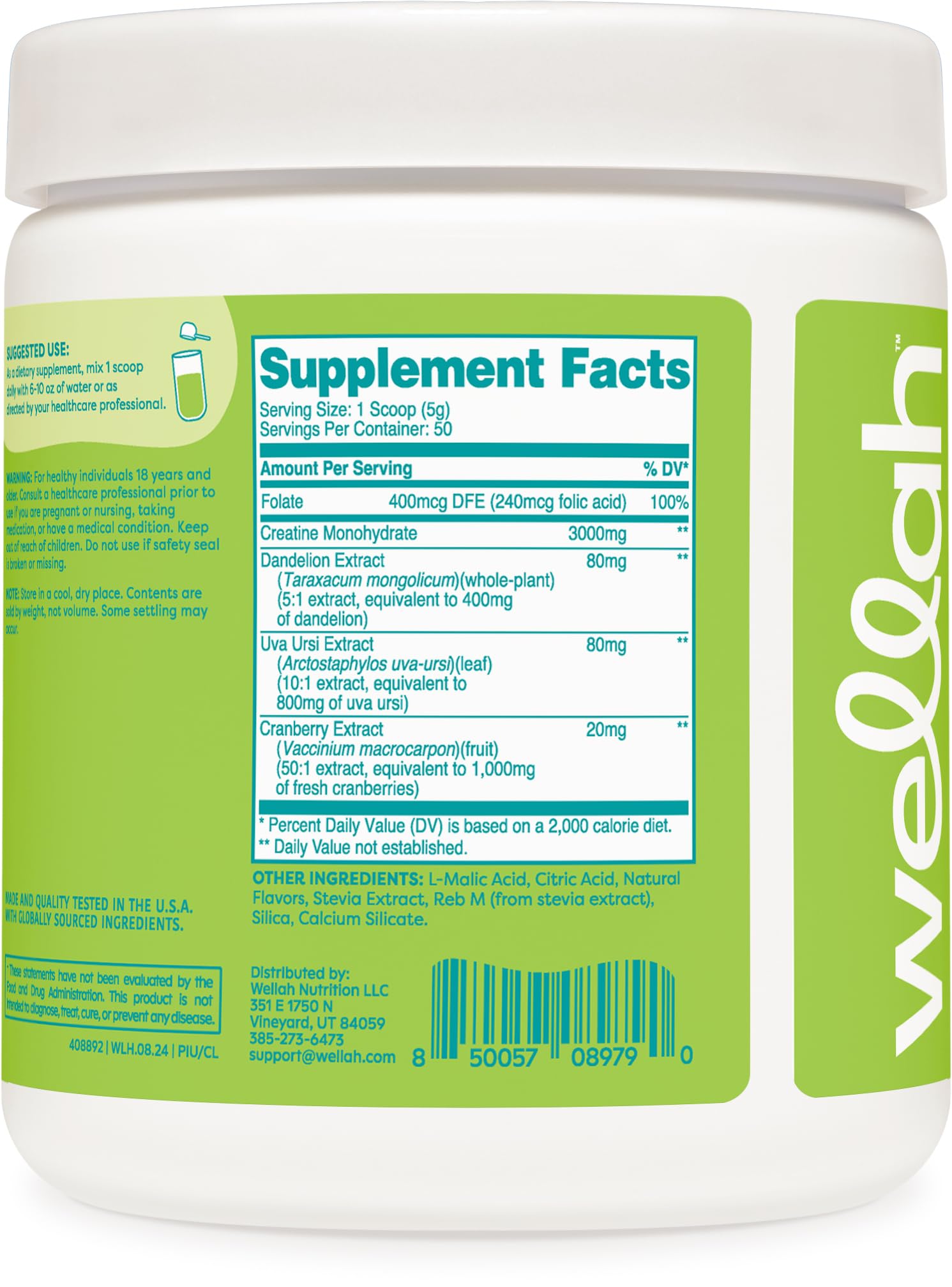 Extractos de diente de león y arándano en Wellah Creatine para Mujer