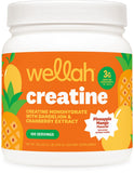 Wellah Creatine para mujeres, botella Piña Mango, sabor ideal para entrenamientos diarios.