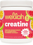 Wellah Creatine para Mujeres, envase guayaba-maracuyá, sabor fresco para entrenamientos.