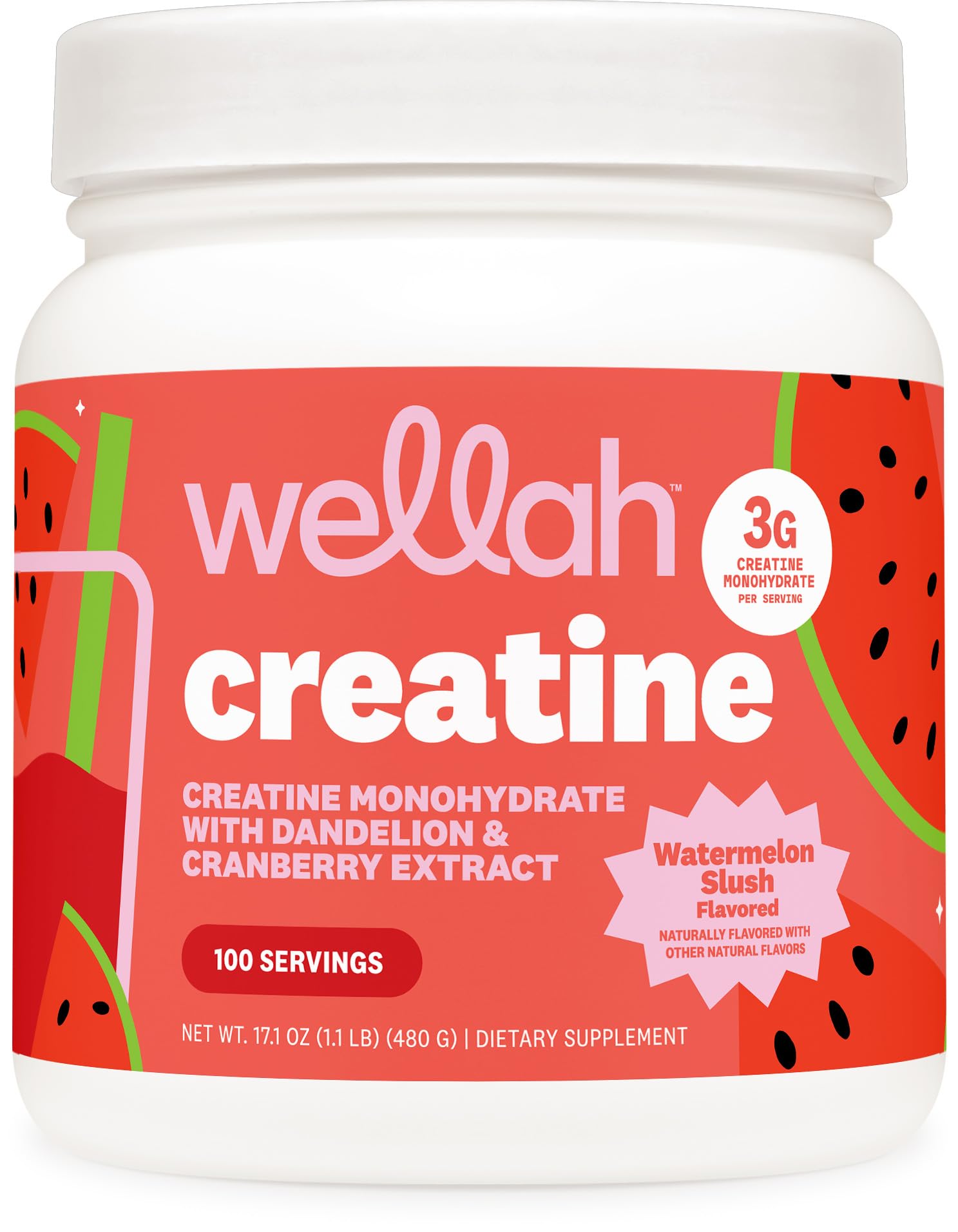 Wellah Creatine para Mujeres granizado de sandía, sabor refrescante para entrenar