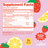 Wellah Creatine para Mujeres, sabor fresa-limón, experiencia refrescante durante entrenamiento