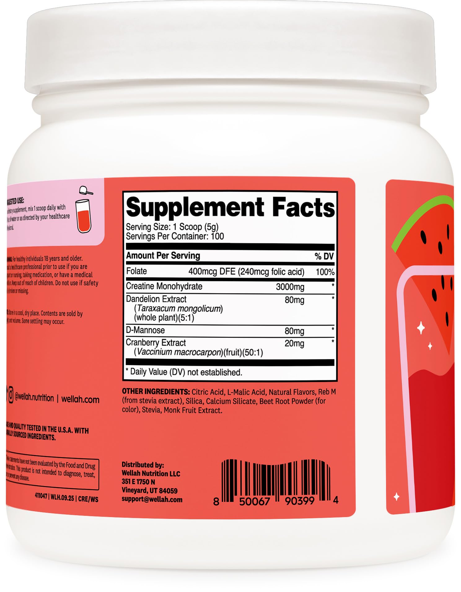 Wellah Creatine para Mujeres uso diario en entrenamiento, polvo fácil de mezclar