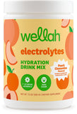 Wellah electrolitos polvo sabor durazno clementina para hidratación diaria.