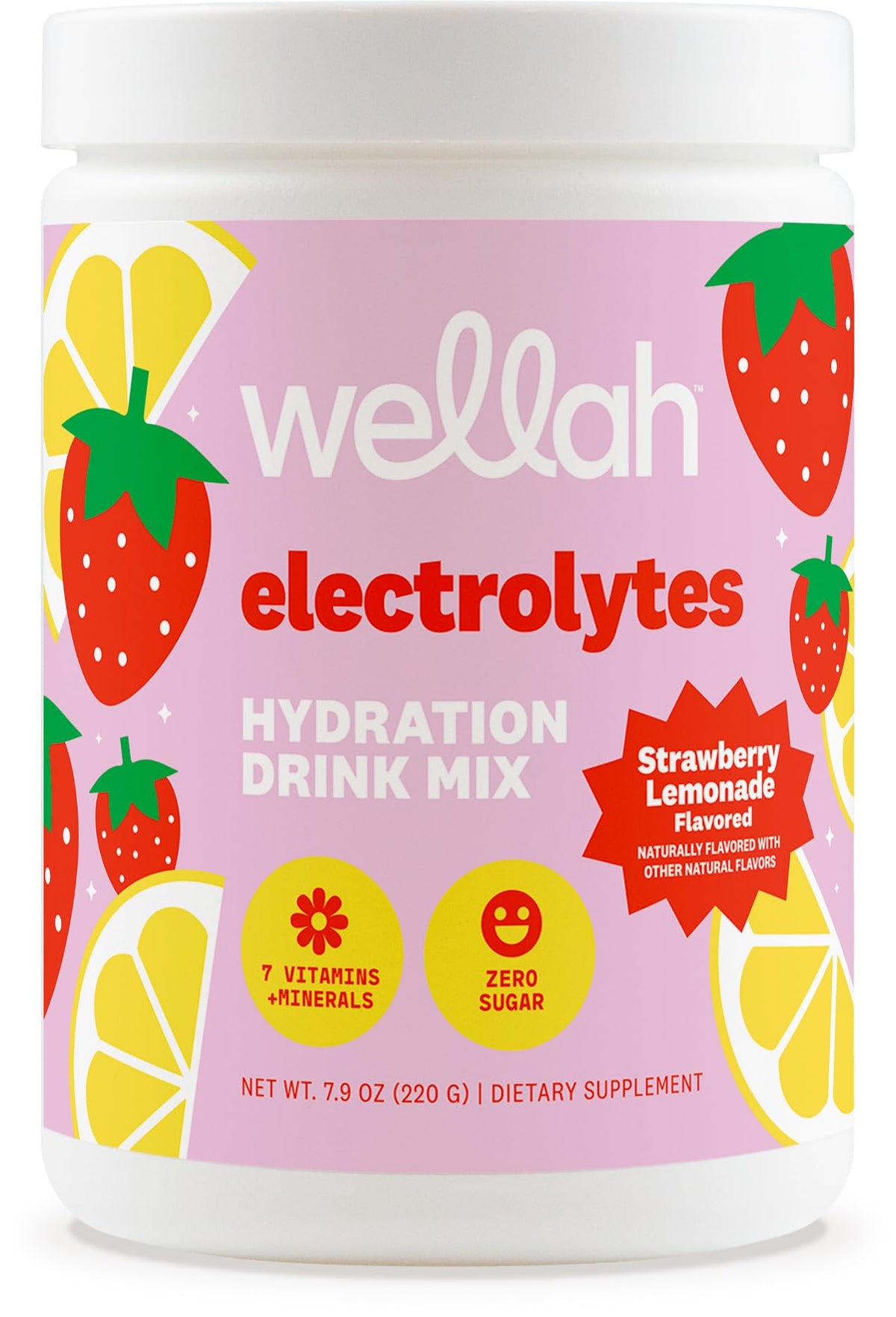 Wellah electrolitos polvo sabor fresa-limón en bote para hidratarse