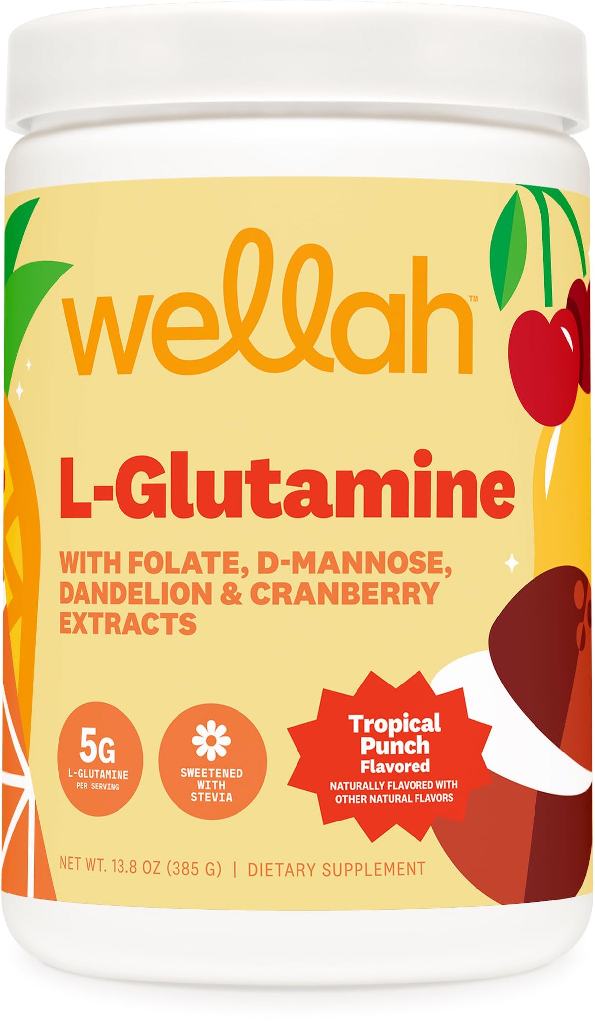 Wellah Glutamina polvo sabor tropical para mezclar en agua