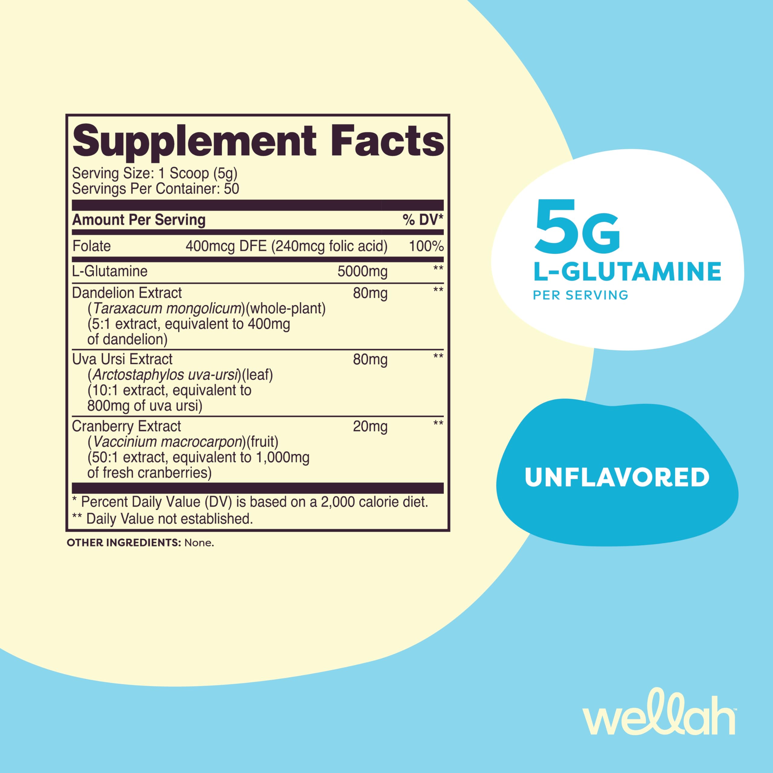 Wellah L-Glutamina sin sabor endulzada con Stevia para batidos.