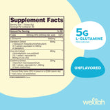 Wellah L-Glutamina sin sabor endulzada con Stevia para batidos.