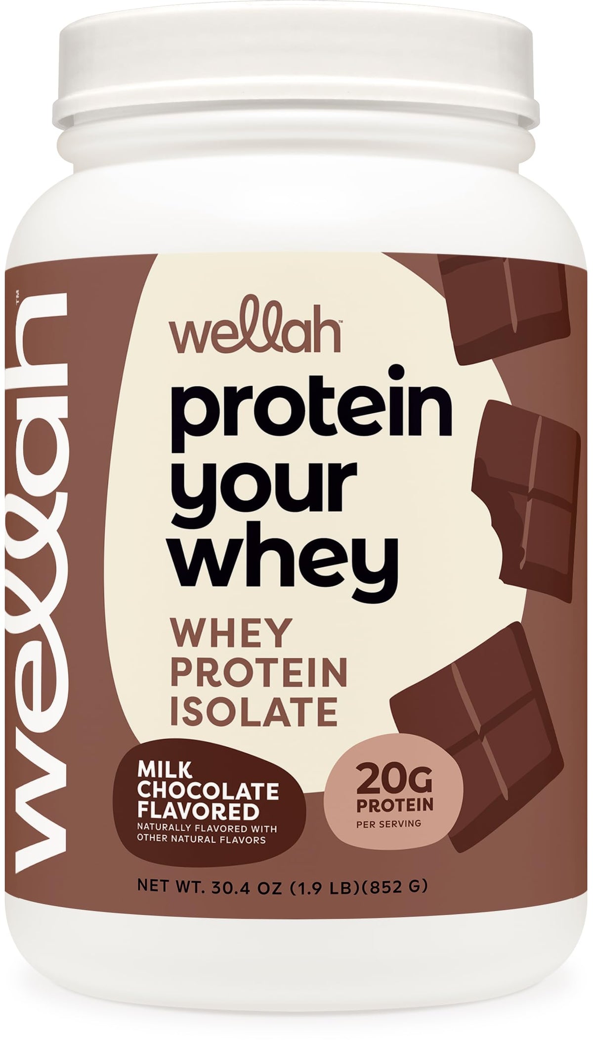 Wellah Protein Your Whey envase de 30 porciones para entrenamientos sostenidos.