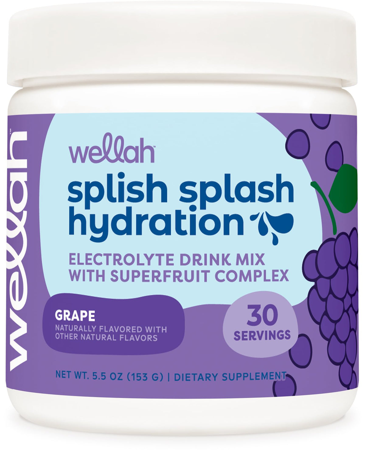 Wellah Splish Splash: botella de electrolitos uva para hidratación durante el entrenamiento