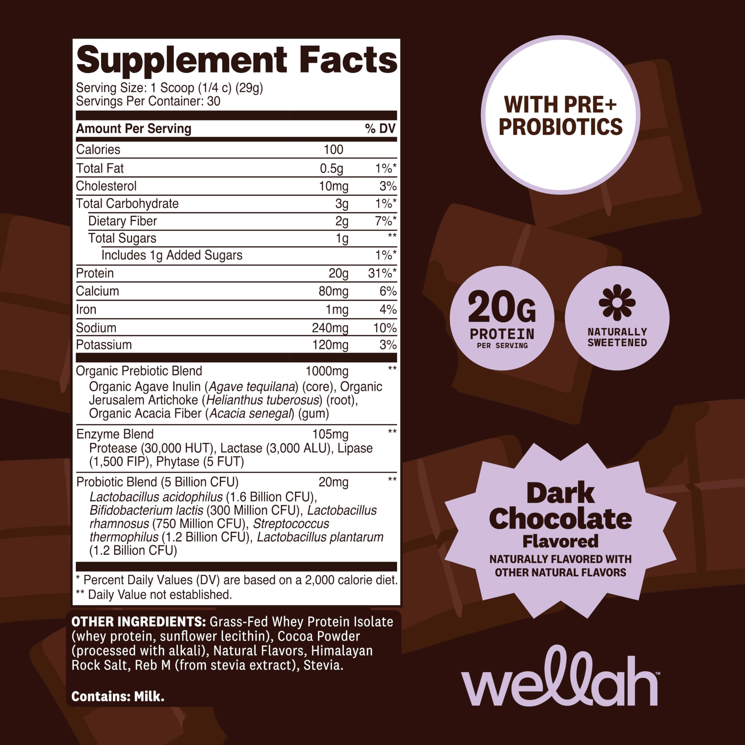 Wellah Whey Isolate Chocolate Oscuro – batidora para batido cremoso