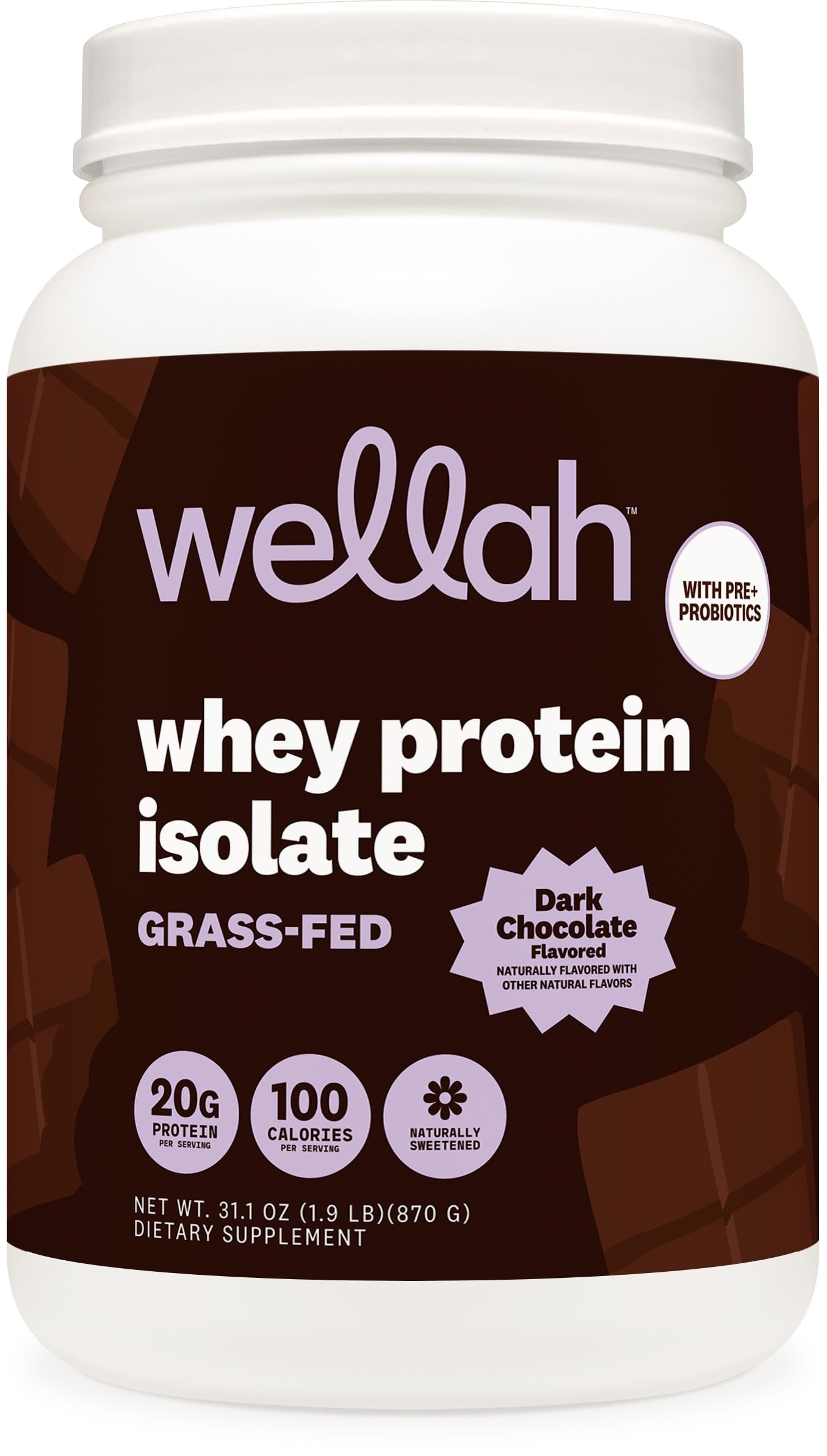 Wellah Whey Isolate Chocolate Oscuro – botella para consumo diario