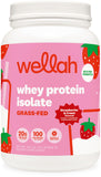 Wellah Whey Protein Isolate sabor fresa crema, ideal para batidos cremosos.