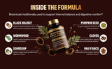 Wellanova etiqueta de ingredientes muestra artemisa, nogal negro y clavo con claridad.