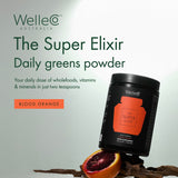 Envase de WelleCo Elixir Diario Super Verdes para consumo diario.
