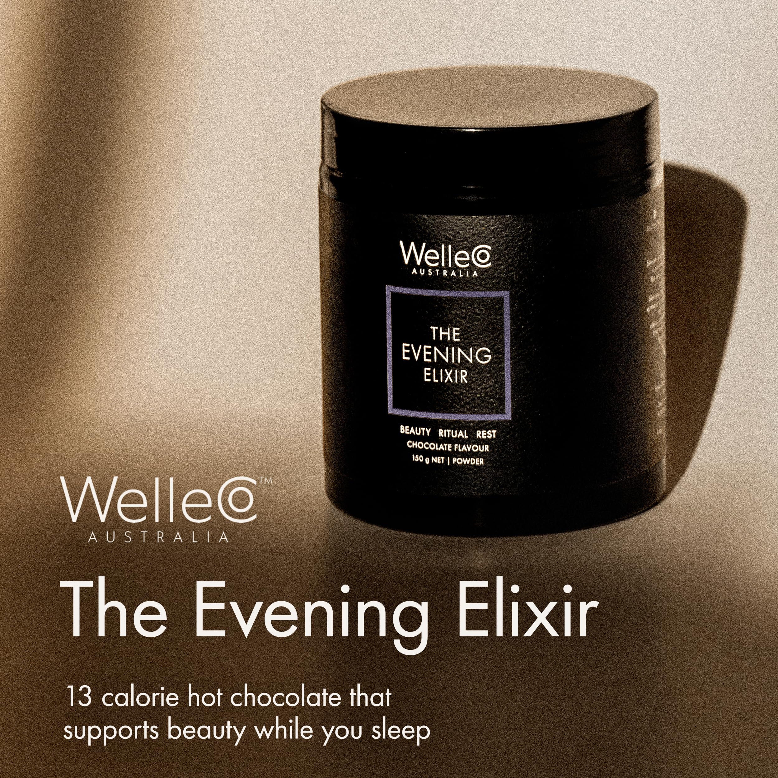 WelleCo Elixir Nocturno, cucharada de polvo listo para mezclar.