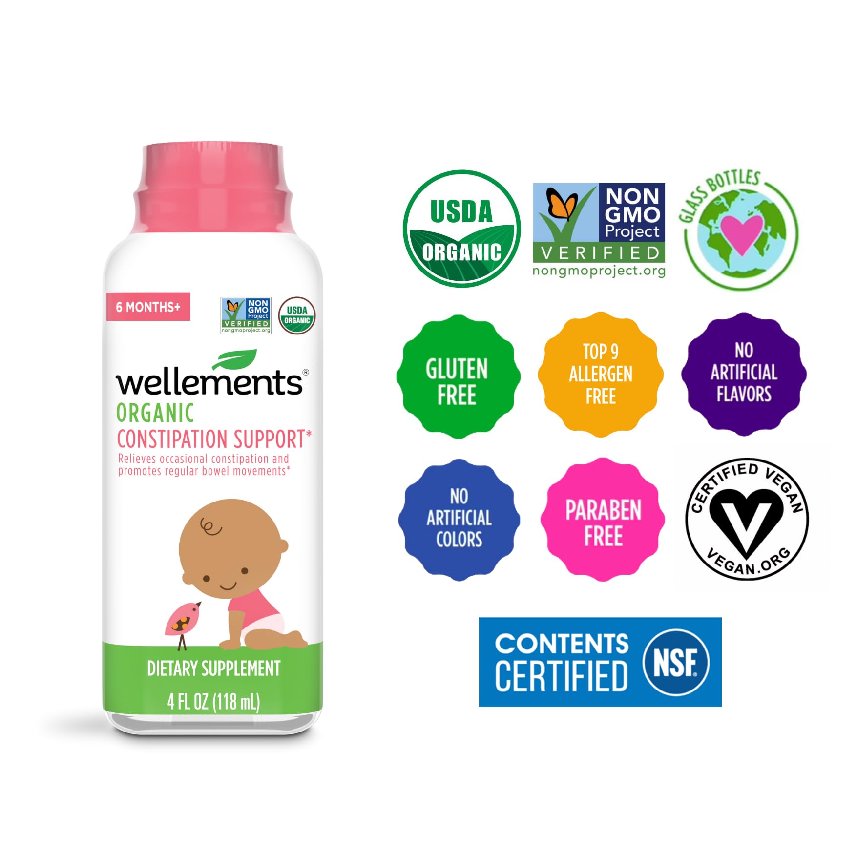 Wellements certificado orgánico USDA para tranquilidad de padres.