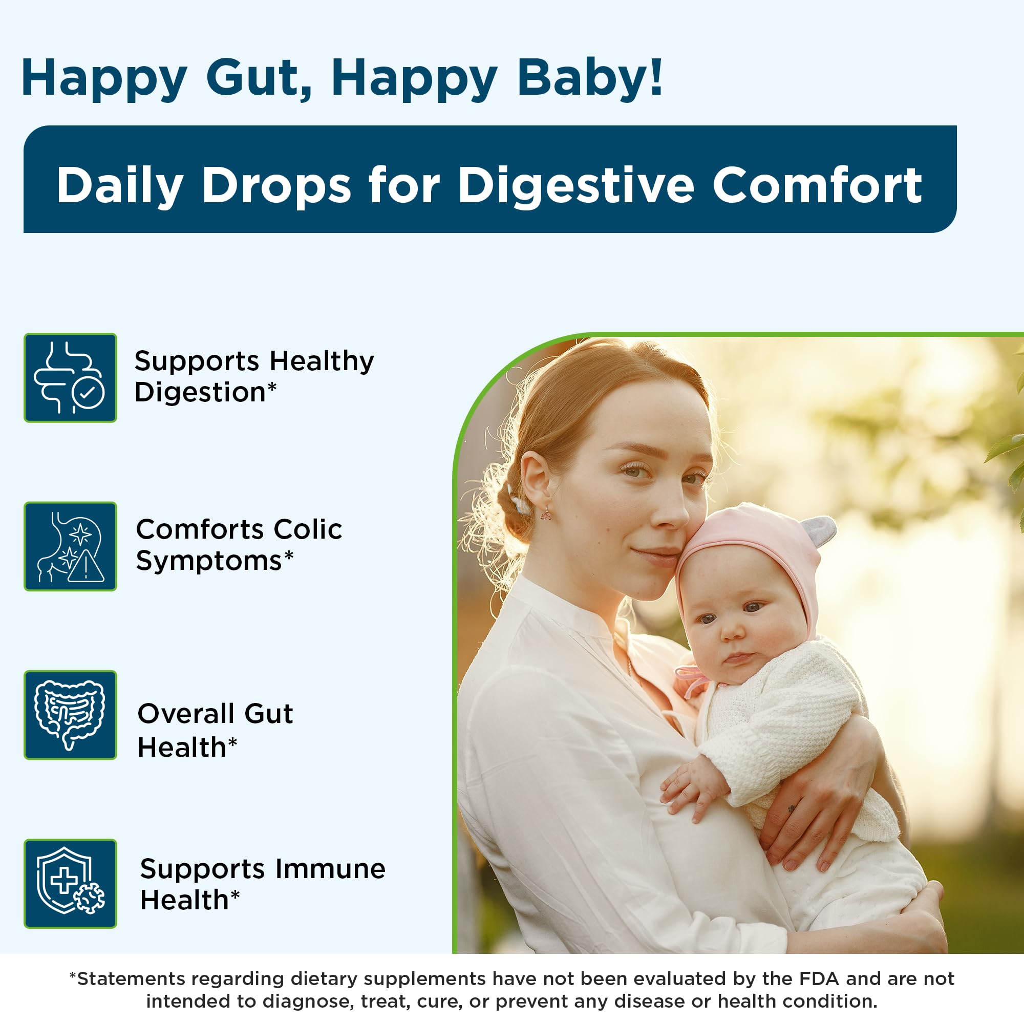 Wellements Drops: envase con etiqueta organica para tranquilidad en la alimentacion del bebe.
