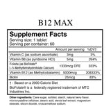 Etiqueta de ingredientes de alta calidad en Wellgenix B12 Max