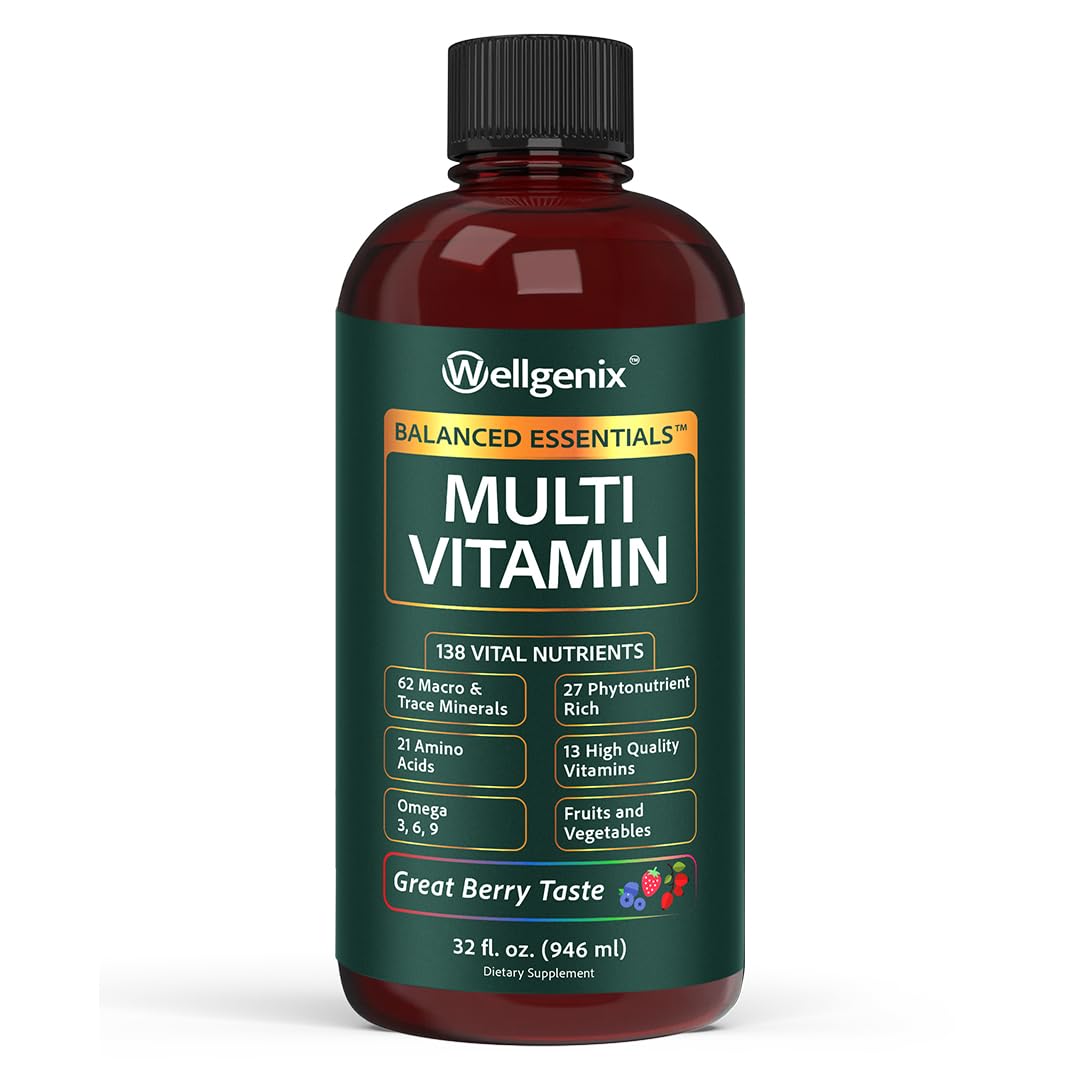 Wellgenix Balanced Essentials en botella frambuesa, ideal para iniciar el día con nutrición.