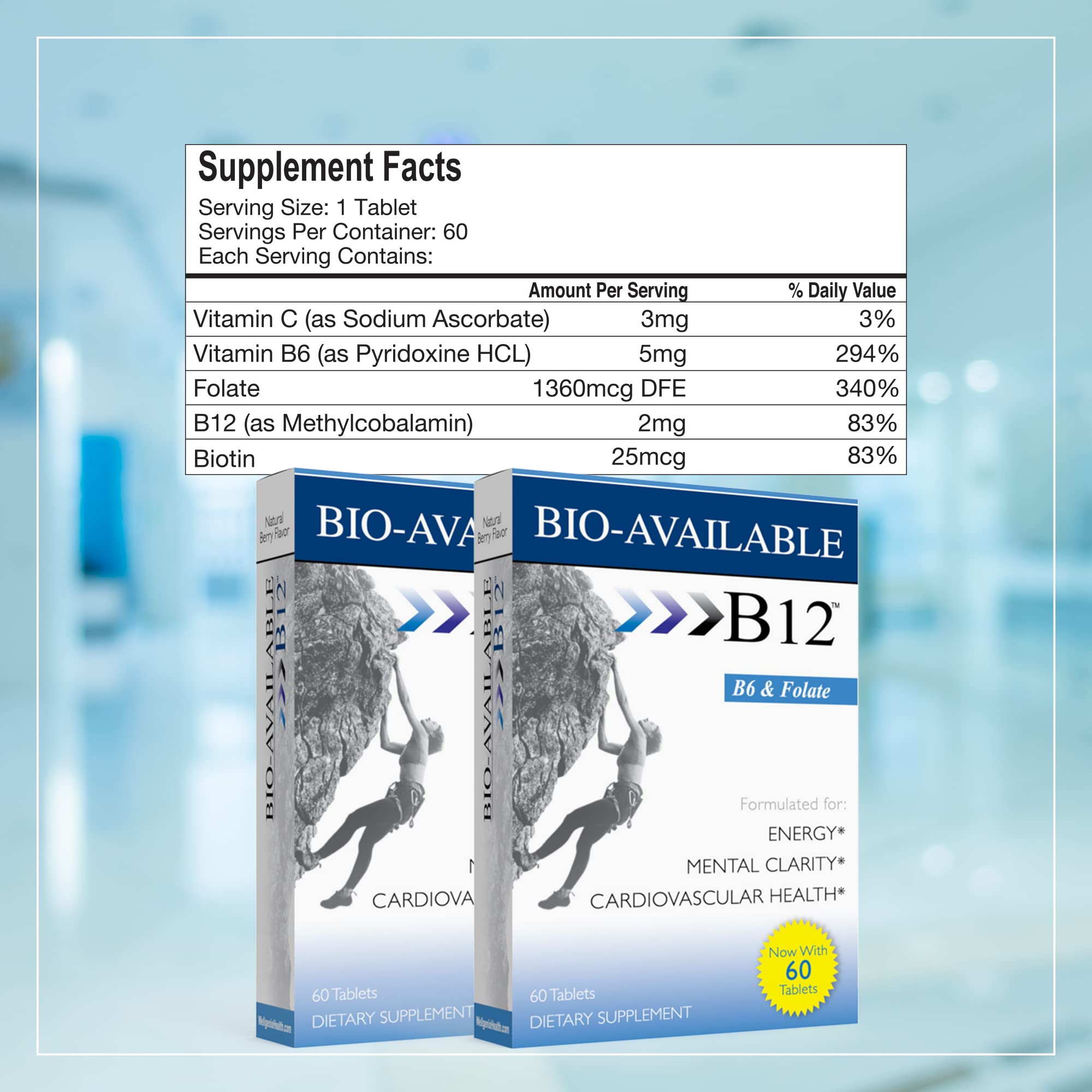 Wellgenix Bio: etiqueta de nutrientes con B12 B6 y biotina