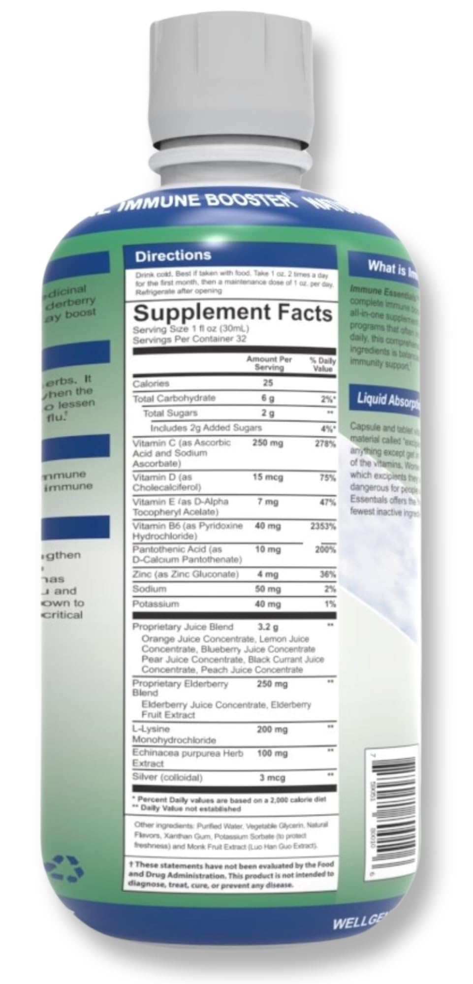 Wellgenix Esenciales Inmunidad: opción líquida para multivitamínicos infantiles.