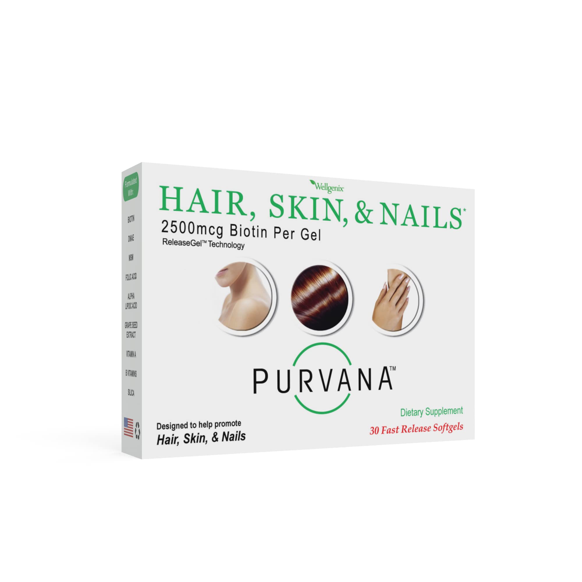 Wellgenix Purvana: botella de cápsulas para uso diario en rutina de belleza