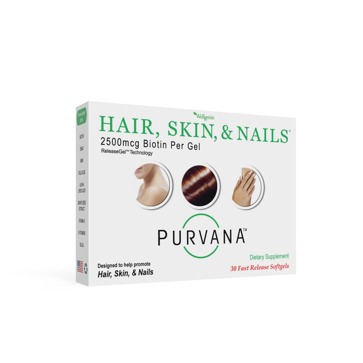 Wellgenix Purvana: botella de cápsulas para uso diario en rutina de belleza