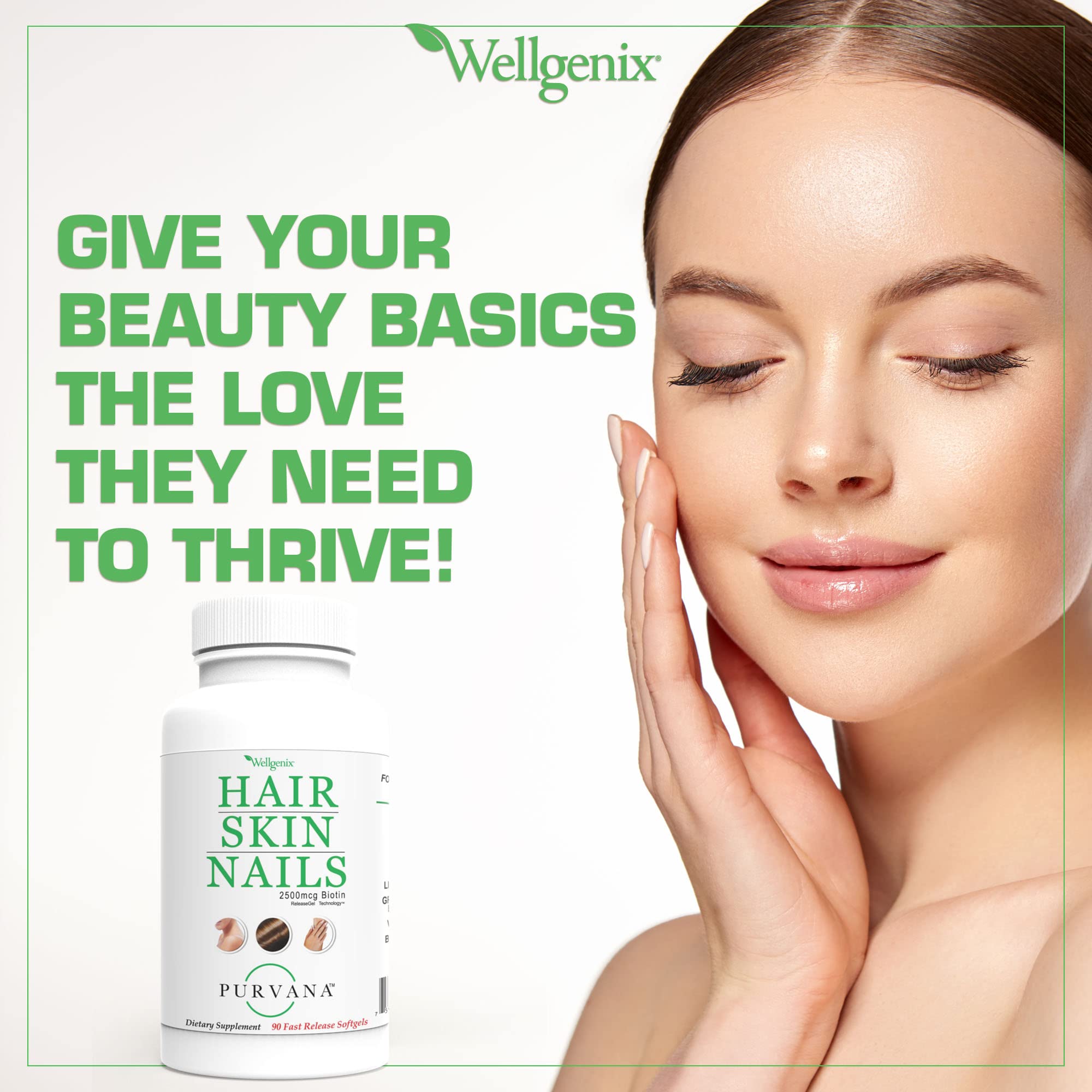 Wellgenix Purvana cápsulas fáciles de tragar para rutina diaria de belleza