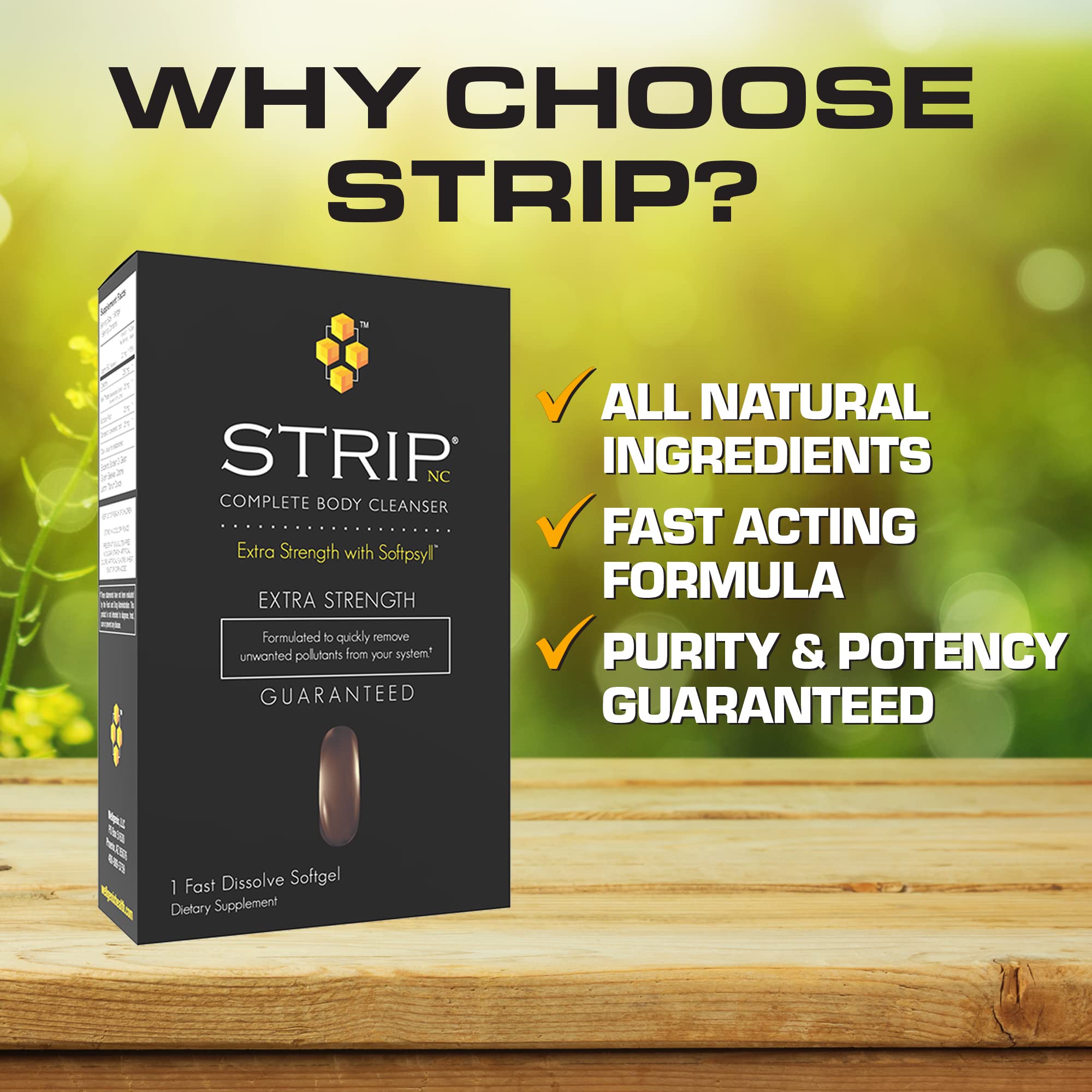 Wellgenix Strip NC — etiqueta muestra ingredientes clave para detox natural.