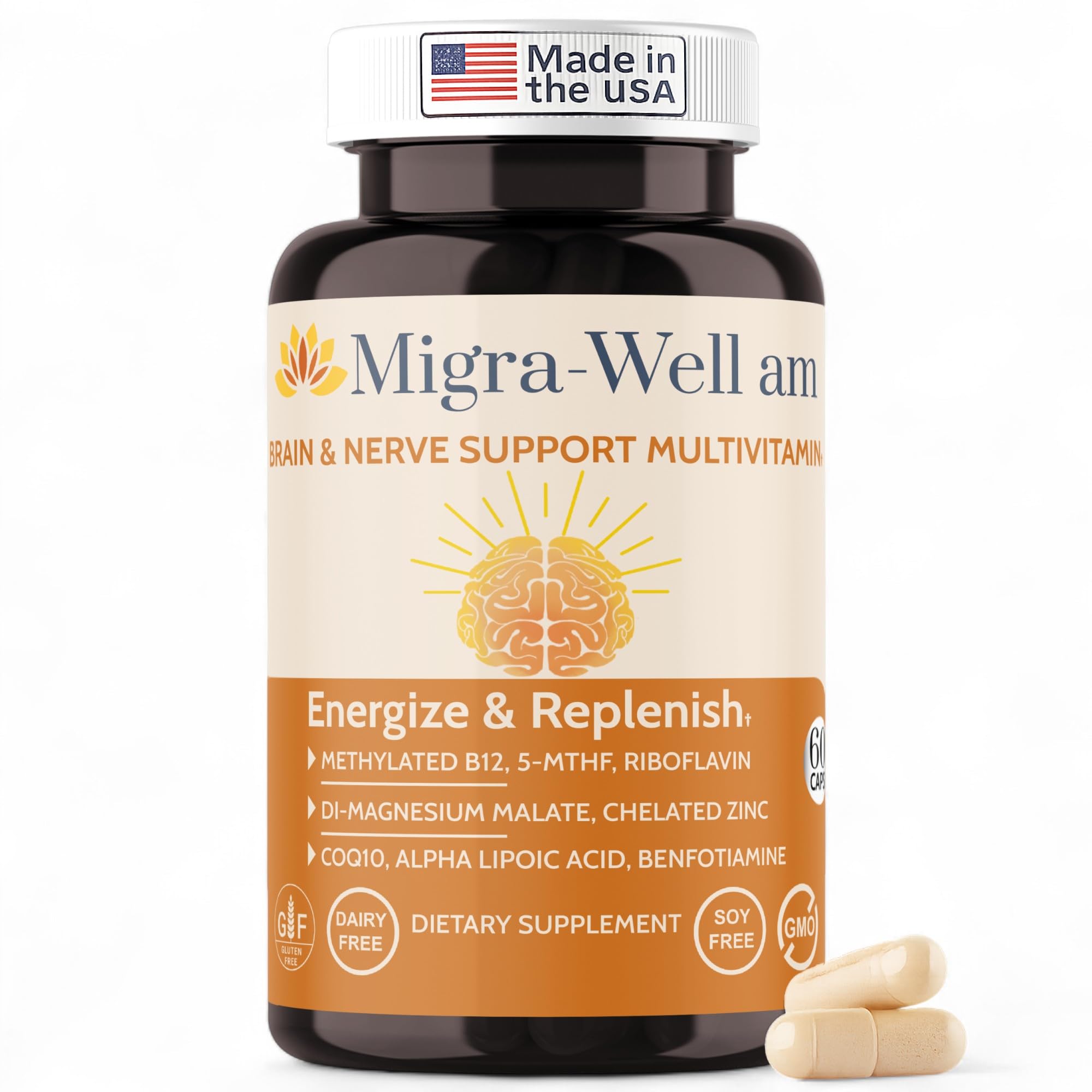 Wellkasa Migra-Well AM, botella, energía diaria para tus actividades.
