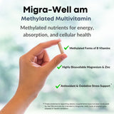 Wellkasa Migra-Well AM: enfoque mental sostenido para tareas diarias.