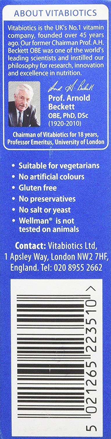 Wellman 50+ información nutricional, detalles de micronutrientes y sistema inmunológico.