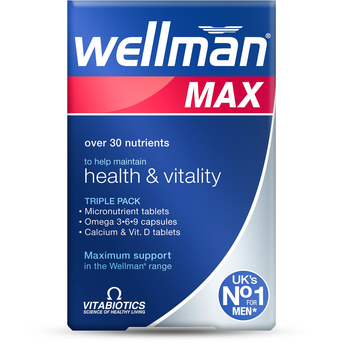 Wellman Max cápsulas paquete 84, soporte diario de micronutrientes para vitalidad.