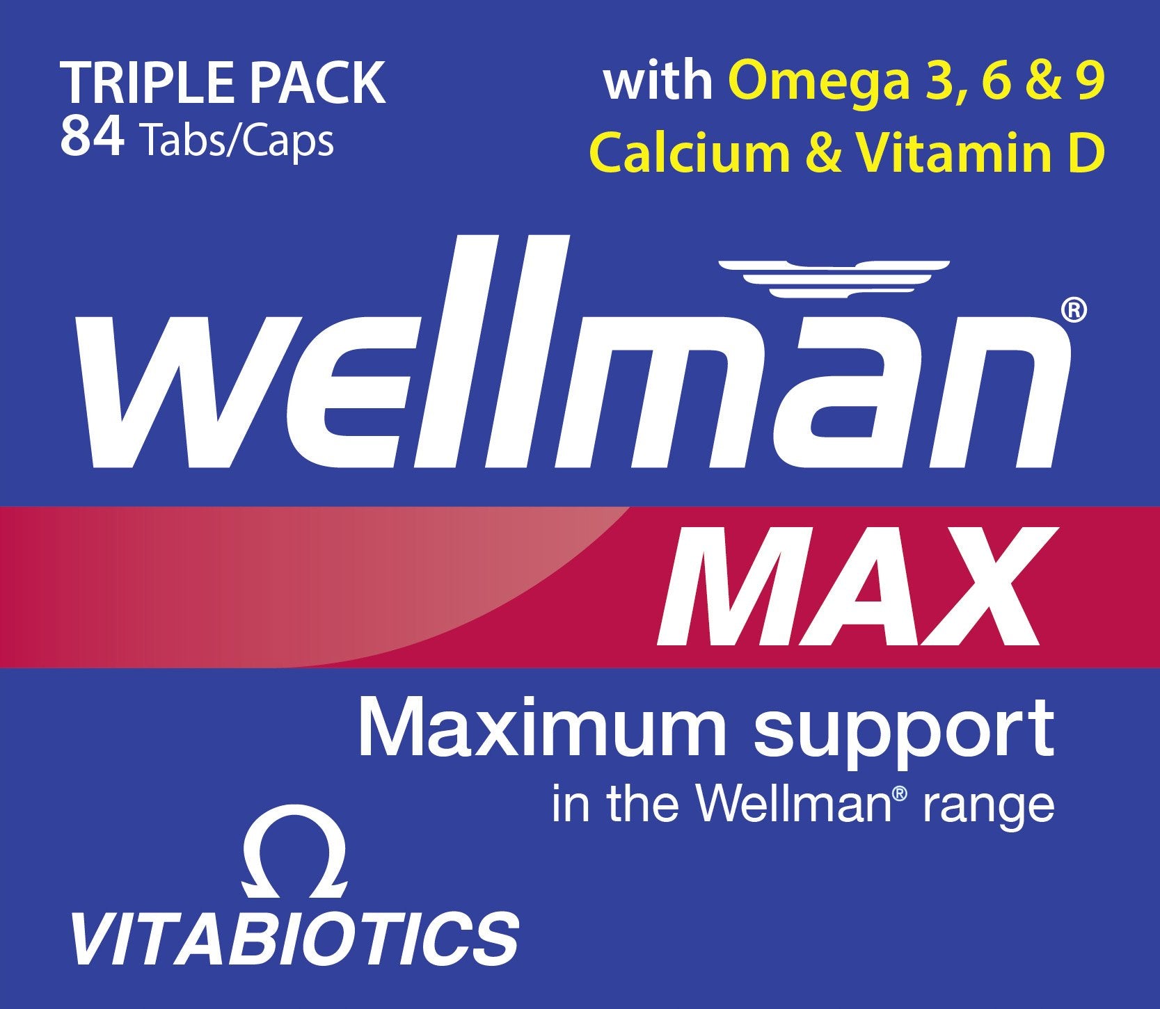 Wellman Max omega 3-6-9 cápsulas para apoyo general y bienestar.