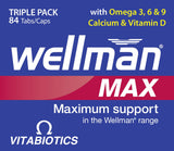 Wellman Max omega 3-6-9 cápsulas para apoyo general y bienestar.
