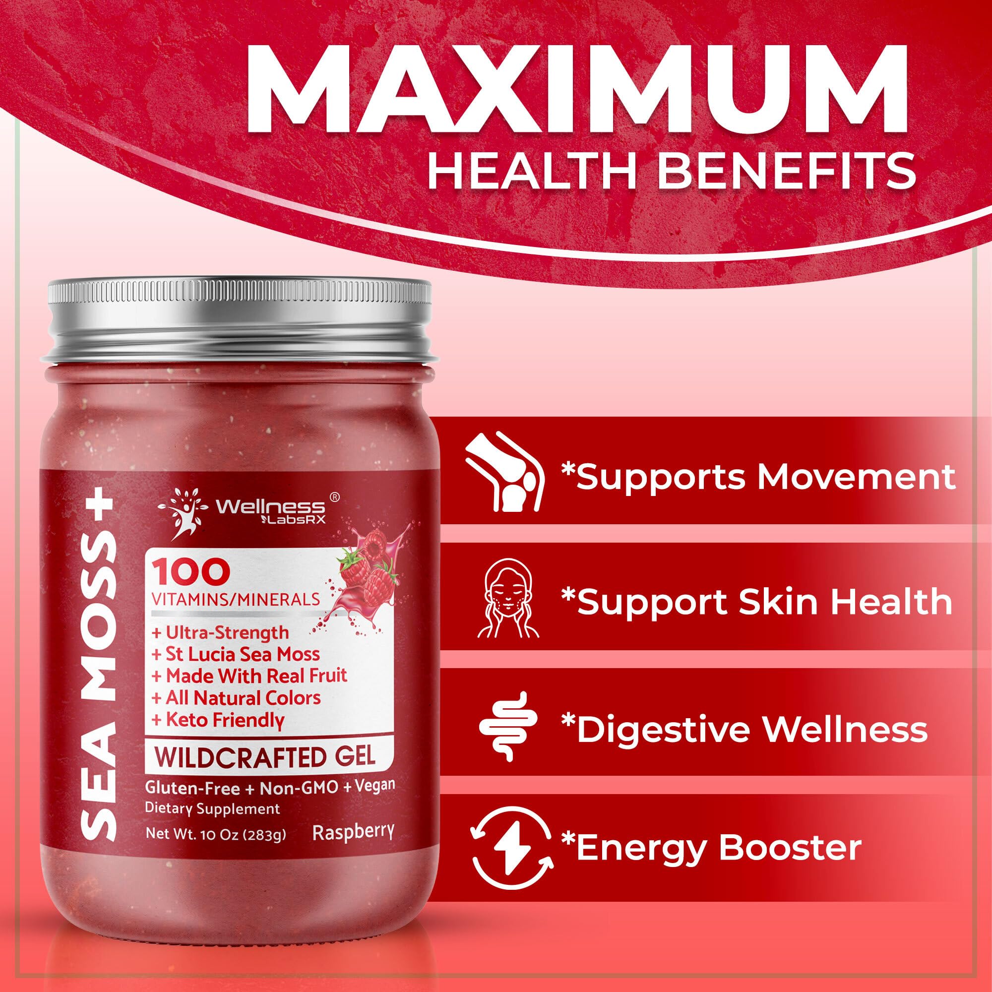 WELLNESS LABSRX frambuesa gel musgo marino irlandes crudo para yogur