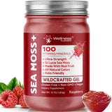 WELLNESS LABSRX gel musgo marino irlandes crudo sabor frambuesa en vaso para beber